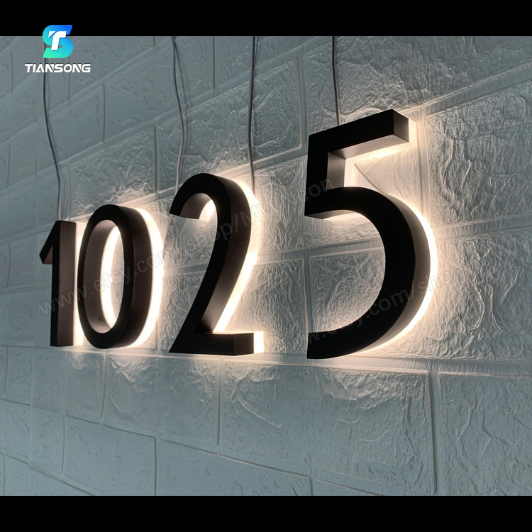 House Number Backlit Door Sign 304 Stainless Steel Backlit Number Custom Led Number Letters