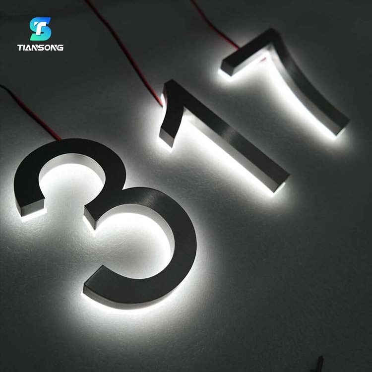 House Number Backlit Door Sign 304 Stainless Steel Backlit Number Custom Led Number Letters