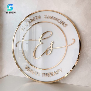 High Quality Gold Acrylic Back-lit Logo Sign Beauty Salon Address Light Up Signs Board