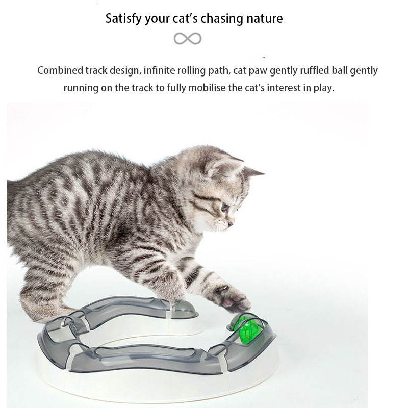 cat toy track splicing cat carousel tunnel cat scratching ball light up pet toys educational