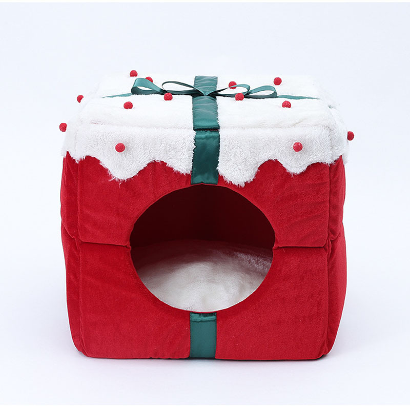 Christmas gift box cat kennel warm large space a litter dual-use winter pet kennel fully enclosed small dog kennel