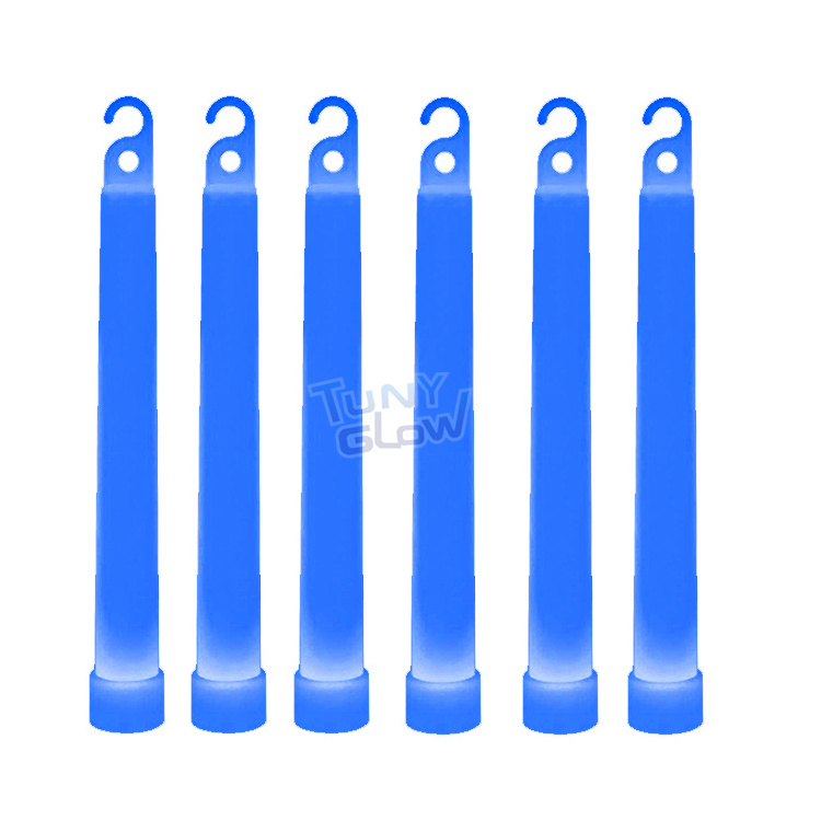 Blue Industrial Grade Emergency 6 Inch Chem Light Sticks with Lanyards Ultra Bright 12 Hour Waterproof Glow Sticks for Camping