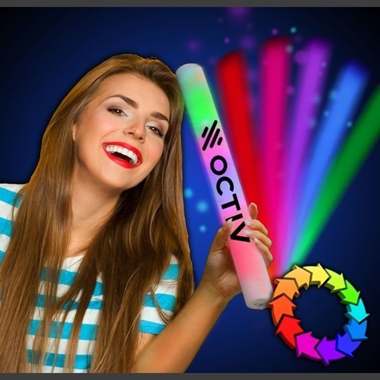 16 inch custom logo pink white blue led blinking light foam glow stick baton