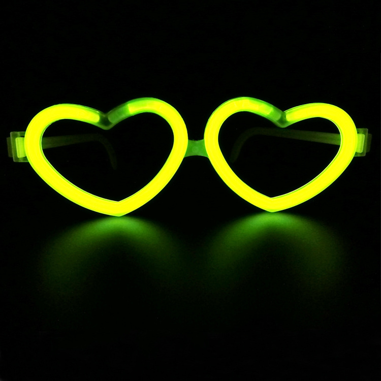 Neon heart shape glowing in the dark light flashing glow eyeglasses glow sticks fluorescence glasses for wedding party