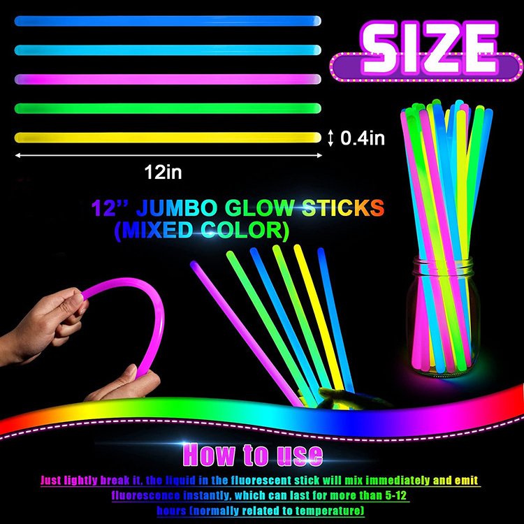 Green Ultra Bright 12 Inch Glow Stick Bulk Glow in The Dark Bright Large Glow Stick for Camping Survival Kit Accessories