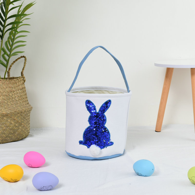 Wholesale Easter Egg Hunt Basket Decorations Plush Rabbit Tail Bunny Storage Basket Tote Bucket