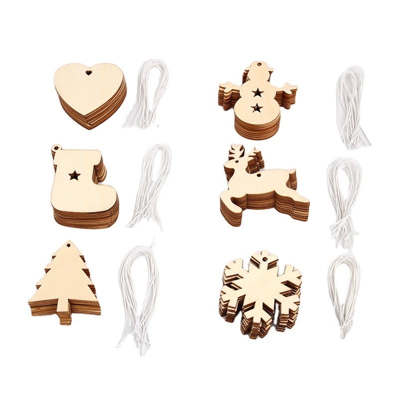 Custom Laser Cut Service Factory Basswood Plywood Art Designs Wholesale Laser Cut Wood Christmas Ornaments