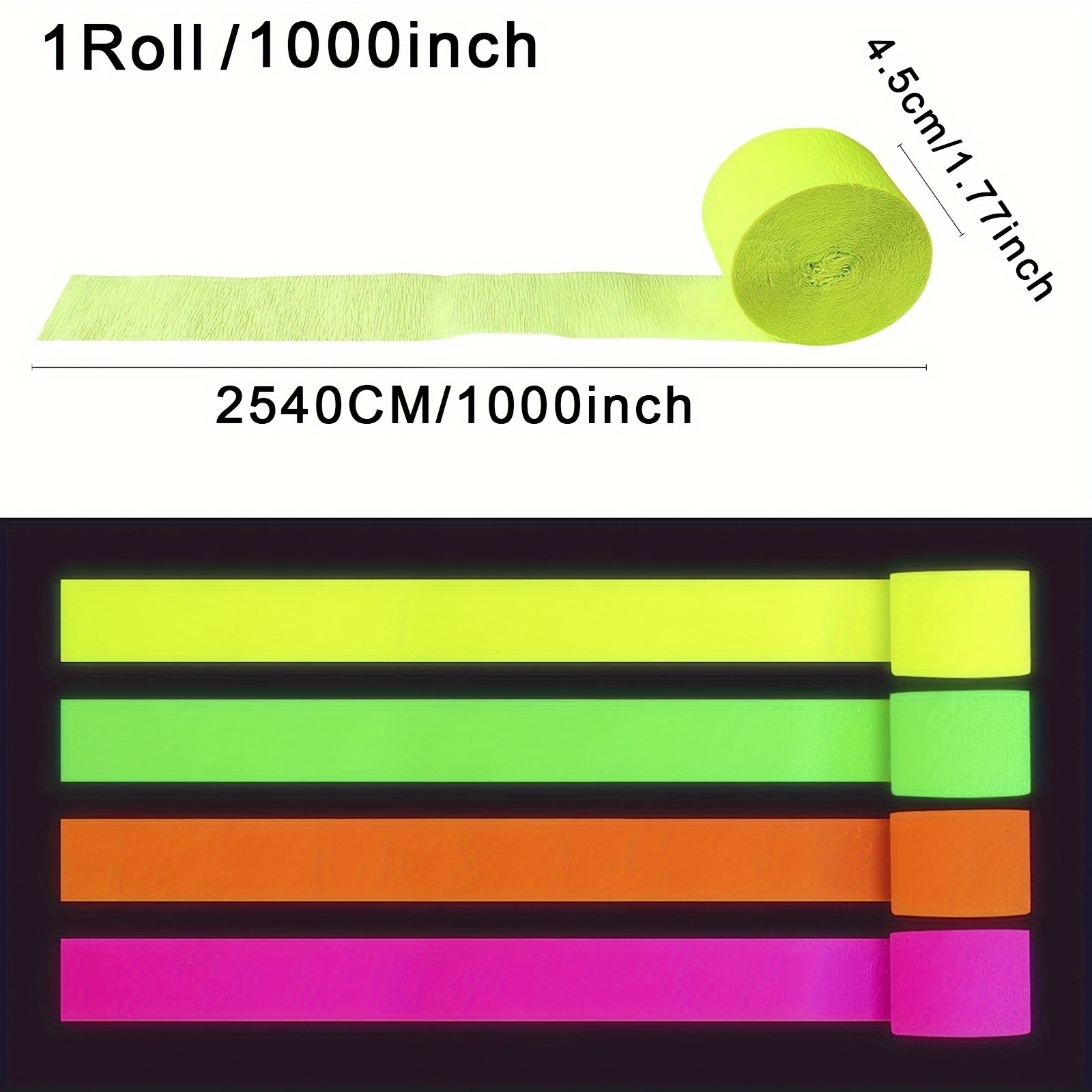 Party Supplies Decorations Accessory UV Neon Paper Crepe Streamers Fluorescent Garland Glow In The Dark Blacklight Streamers