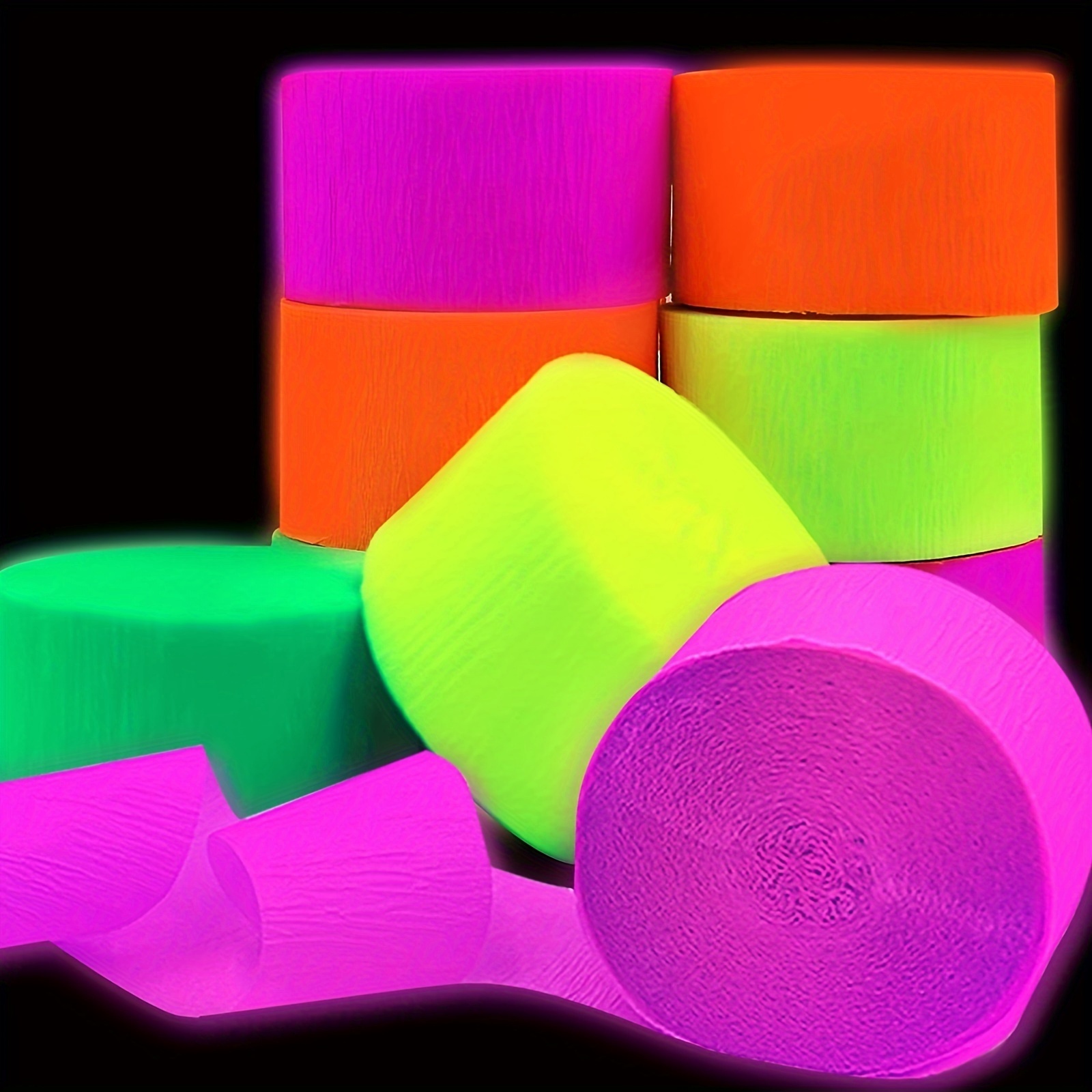 Party Supplies Decorations Accessory UV Neon Paper Crepe Streamers Fluorescent Garland Glow In The Dark Blacklight Streamers