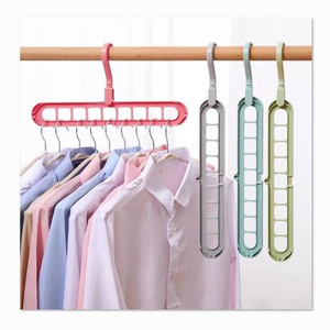 Multifunctional Nine-hole Hanger Folding Household Storage Rack Travel Magic Creative Hanger Opp Polyester Clothes Organizer 65G