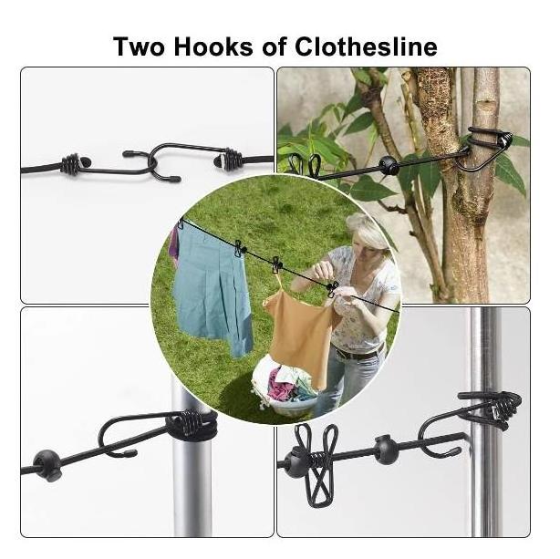 Portable Outdoor Camping Windproof Clothes Drying Rack Clothes Drying Line Iron Polybag Single Multi-functional Elastic Travel