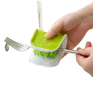 Double Side Plate Cleaning Sponge Bendable Dish Cooktop Pot Washing Brushes Kitchen Replaceable Foldable Cleaning Brush