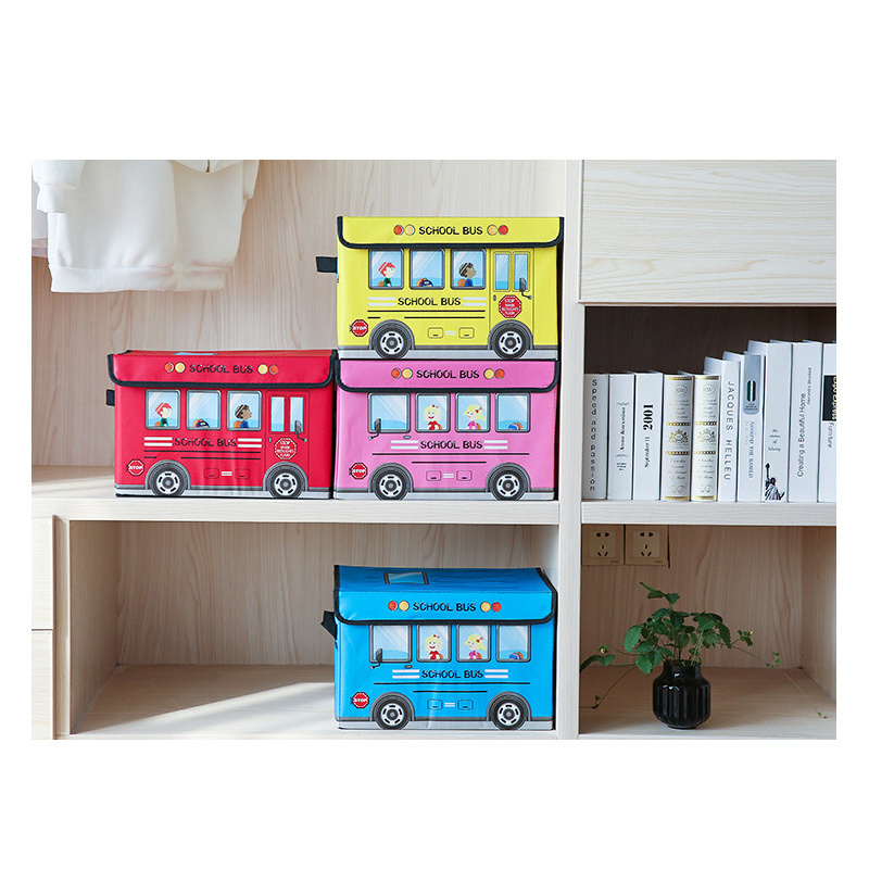 Multi functional cartoon car children's storage box toys clothing books folding non-woven fabric storage box