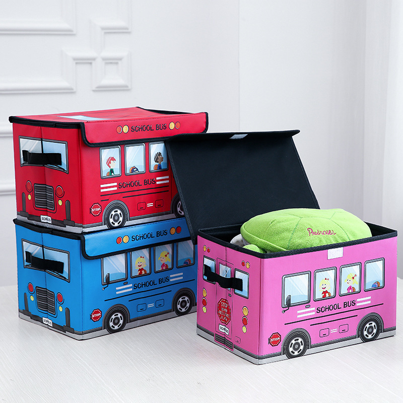 Multi functional cartoon car children's storage box toys clothing books folding non-woven fabric storage box