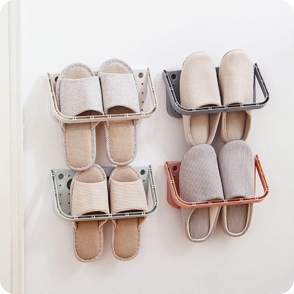 New Foldable Shoe Cabinet Slipper Holder Wall Mounted Hanging Shelf Bathroom Accessories Shoe Storage Rack Shoes Organizer