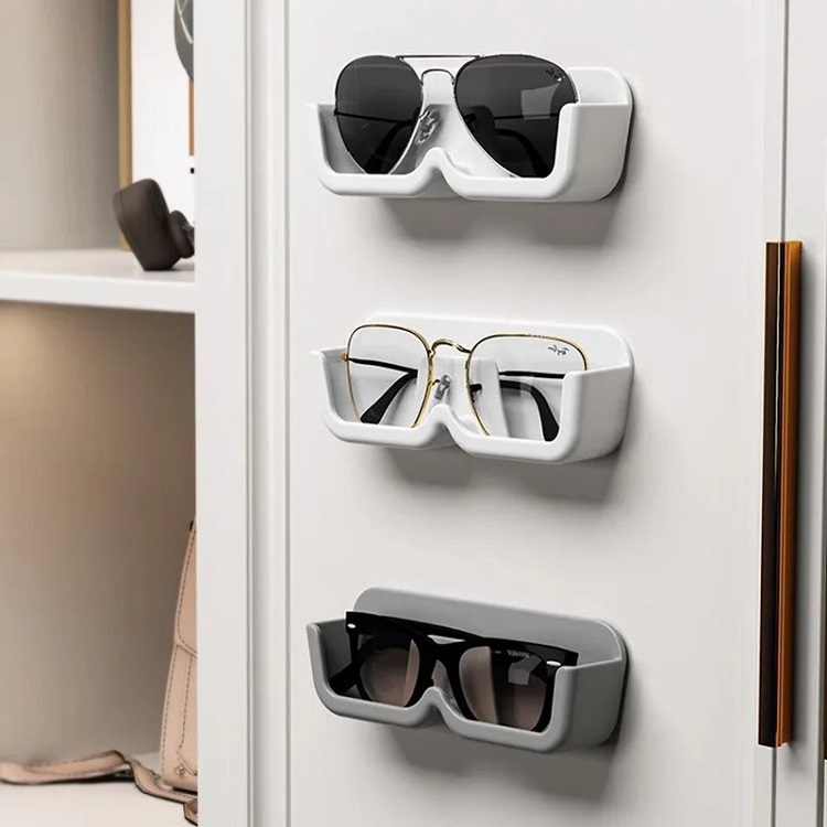 Wall Mounted Glasses Storage Box Self-adhesive Sunglasses Storage Holder Myopia Glasses Display Rack Bedside Anti Pressure Shelf