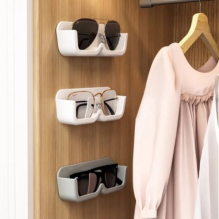 Wall Mounted Glasses Storage Box Self-adhesive Sunglasses Storage Holder Myopia Glasses Display Rack Bedside Anti Pressure Shelf