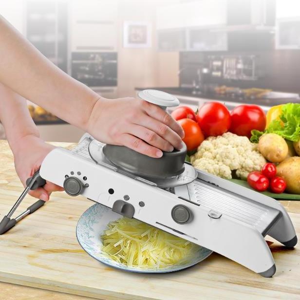 LMETJMA 18 Types Adjustable Mandoline Slicer Stainless Steel Vegetable Julienner Grater Onion Potato Slicer Cutter