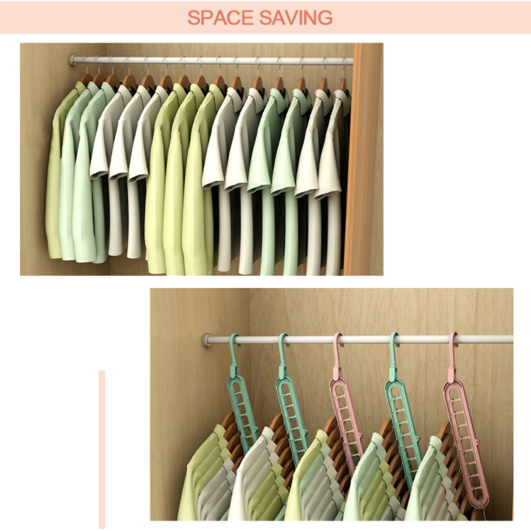 Multifunctional Nine-hole Hanger Folding Household Storage Rack Travel Magic Creative Hanger Opp Polyester Clothes Organizer 65G