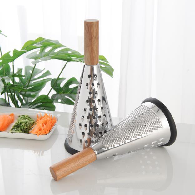 Food Processor For Kitchen Creative Cone Fruit Vegetables Grater Garlic Grinder Slicer Manual Wooden Handle Home Accessories