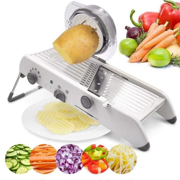 LMETJMA 18 Types Adjustable Mandoline Slicer Stainless Steel Vegetable Julienner Grater Onion Potato Slicer Cutter