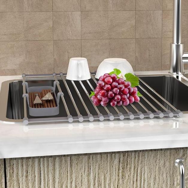 Drain Dish Rack Sink Telescopic Storage Rack Water Filtering Rack Stainless Steel Kitchen Folding Storage Holders