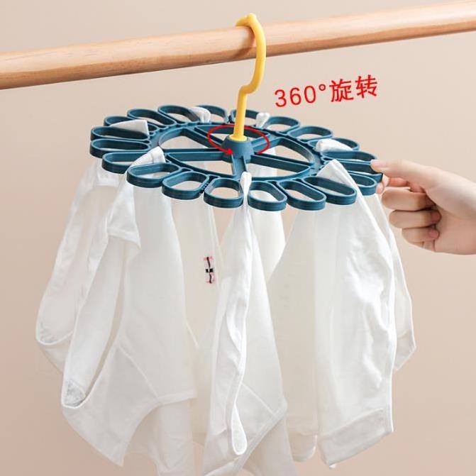 20 Pegs Plastic Clothes Drying Hanger Windproof Clothing Rack 20 Clips Sock Laundry Airer Hanger Underwear Socks Holder