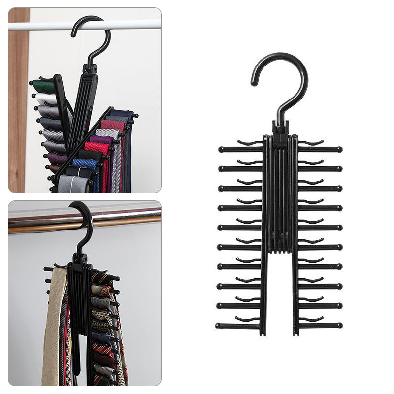 Multi functional wardrobe organizer plastic hangers for storing rotatable belt tie hangers