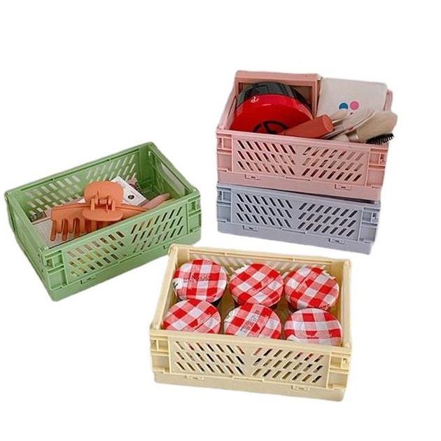 Pink Cosmetics Pastel Crate Desktop Makeup Storage Box Multipurpose Children's Toys Mini Cute Folding Storage Basket Carton 50g