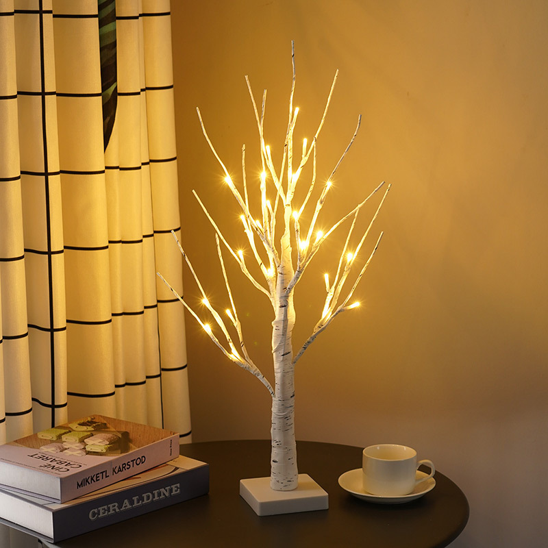 LED Copper Wire Tree Lamp Adjustable Twig Branches White Birch Tree Decoration Warm White LED Christmas Tree Light