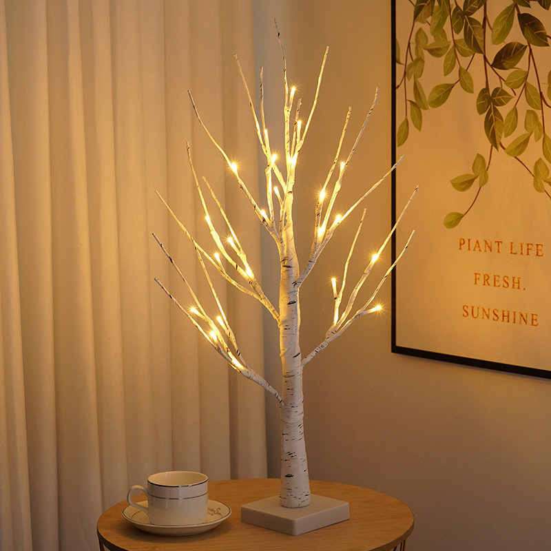 LED Copper Wire Tree Lamp Adjustable Twig Branches White Birch Tree Decoration Warm White LED Christmas Tree Light