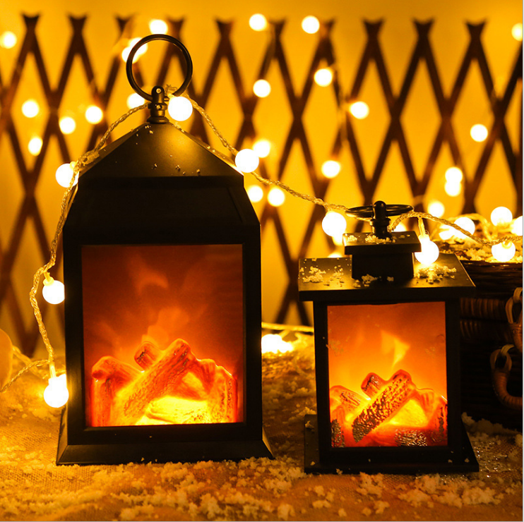 RTS Nordic Style LED Fireplace Lamp Creative Christmas Home Decorative Light with Battery Operated Flame Ornaments