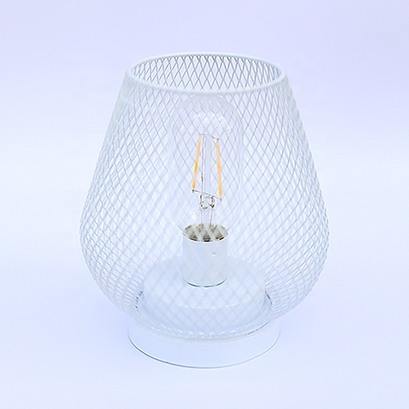 Brief round Metal Cage Table Lamp Battery Powered Cordless LED Lantern for Weddings Parties Home Decor Candle Holder