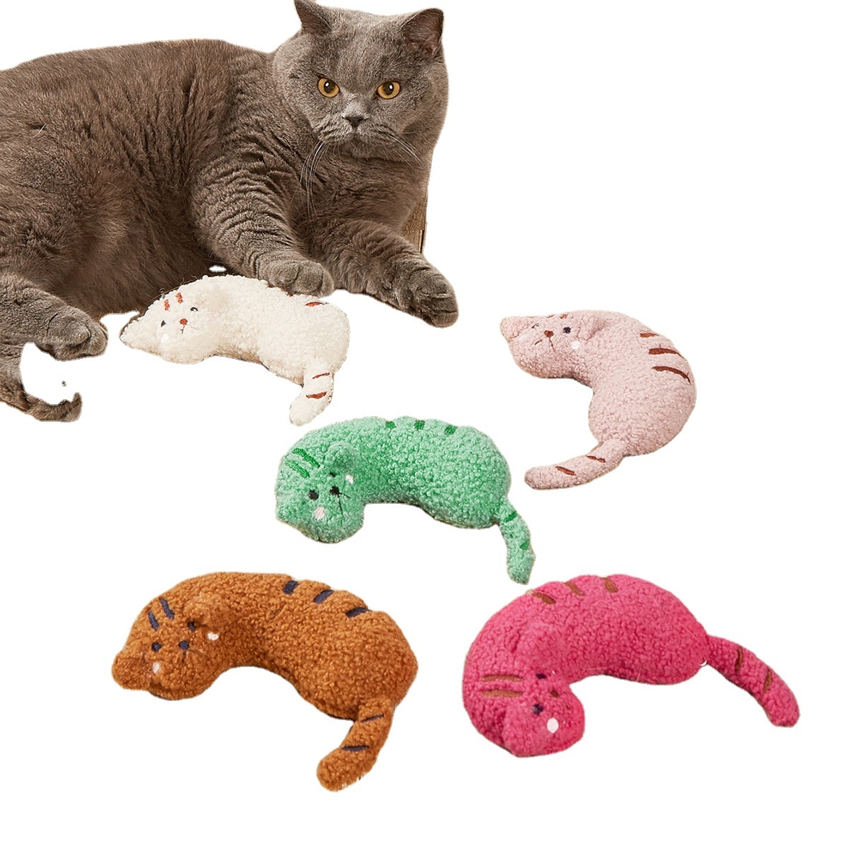 Runpin W161 Kitten Shaped Pet Pillow Plush Squeaky Dog Cat Chew Toys