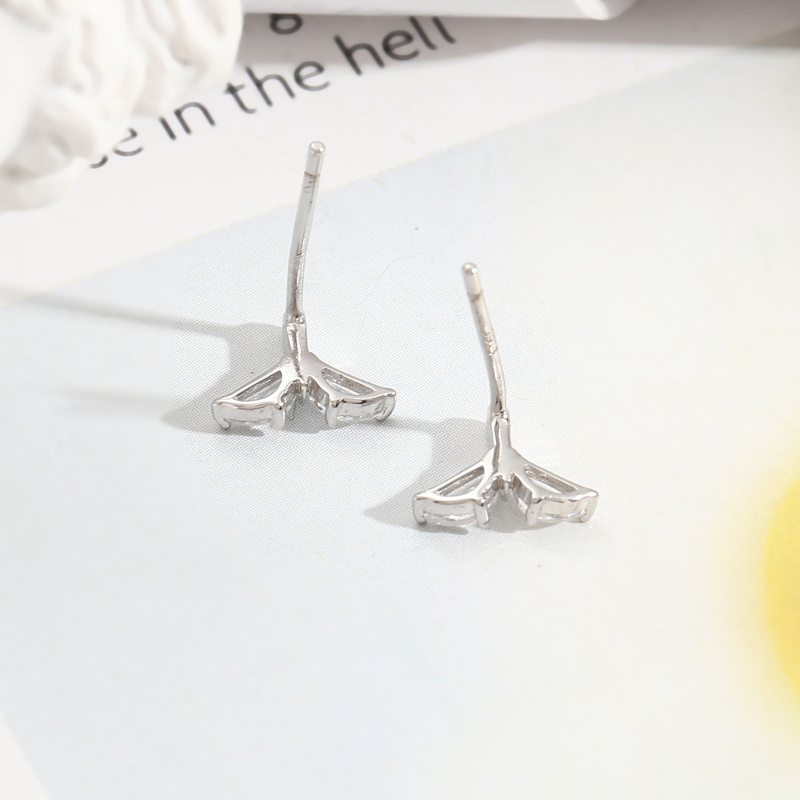 Hot selling 925 sterling silver whale dolphin mermaid tail stud earrings for women wedding jewelry