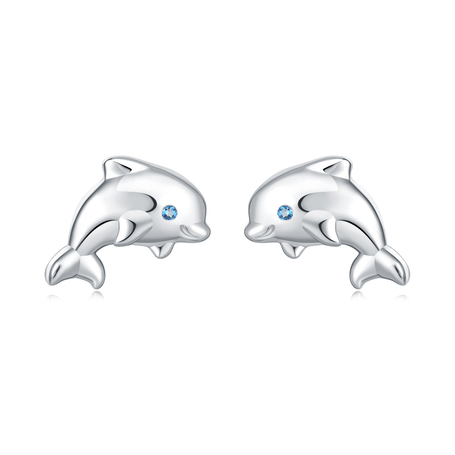 Fashionable marine animal jewelry 925 sterling silver cute little dolphin stud earrings