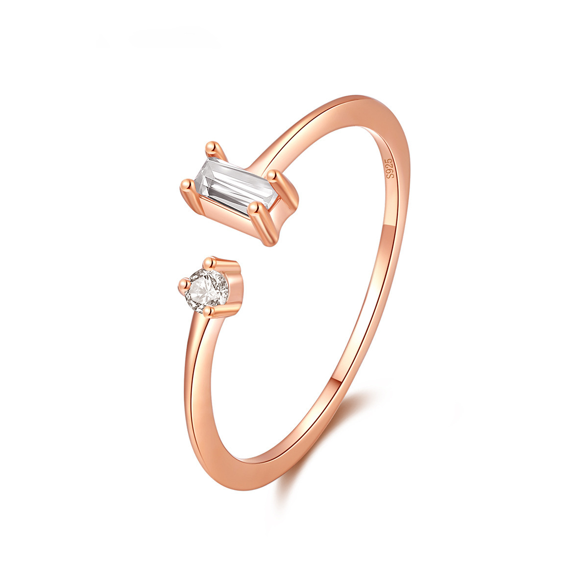 Stylish and simple commuting versatile rings 925 sterling silver rose gold plated open adjustable ring