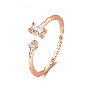 Stylish and simple commuting versatile rings 925 sterling silver rose gold plated open adjustable ring