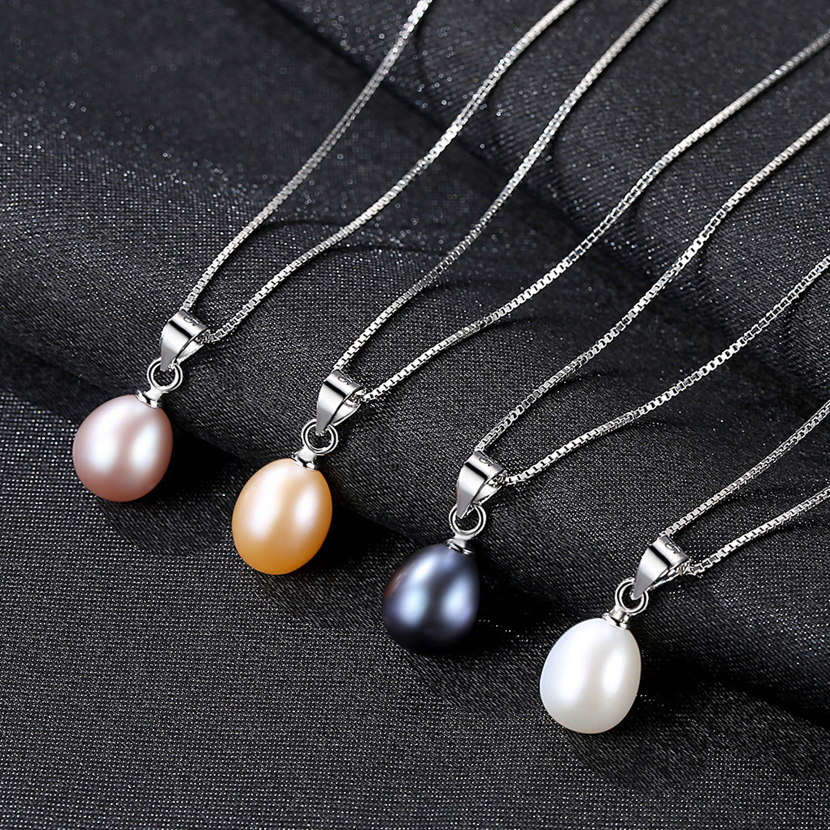 In stock dropshipping simple pearl pendant clavicle chain 925 sterling silver multicolor freshwater pearl necklace