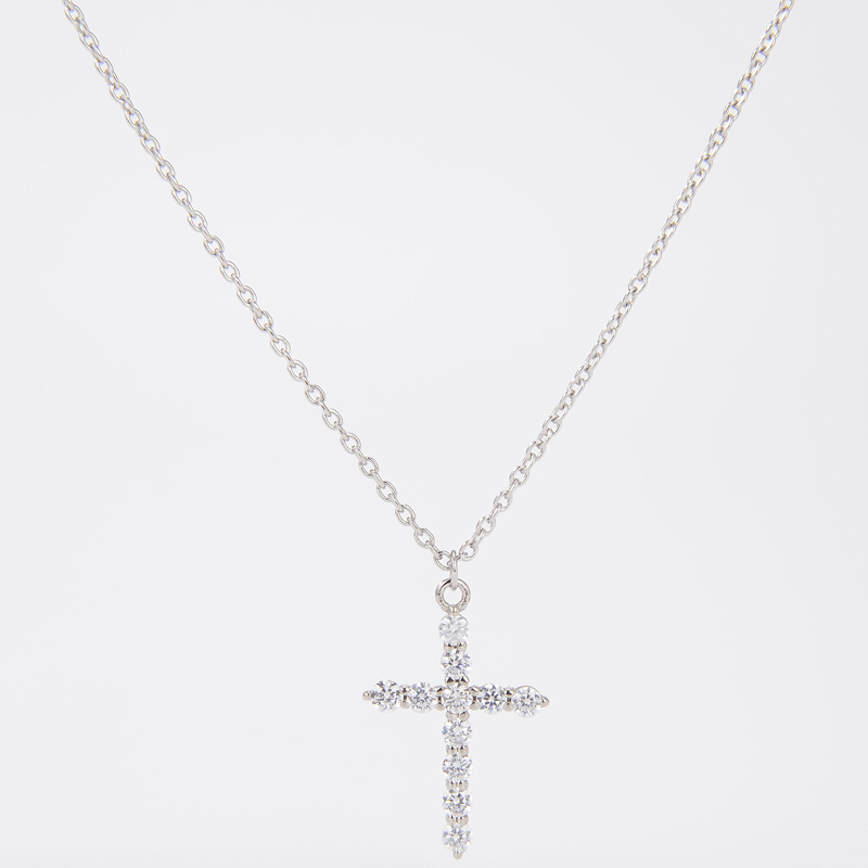 wholesale New 925 sterling silver zircon cross pendant women's jewelry necklace