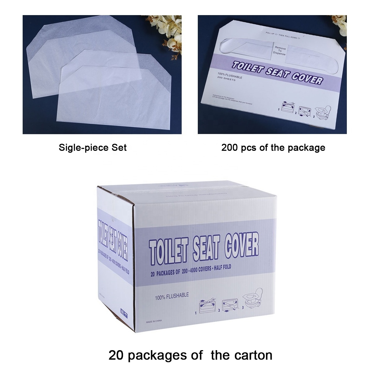 Hygienic 1 ply disposable toilet seat cover paper flushable toilet seat cushion for public bathroom hotel