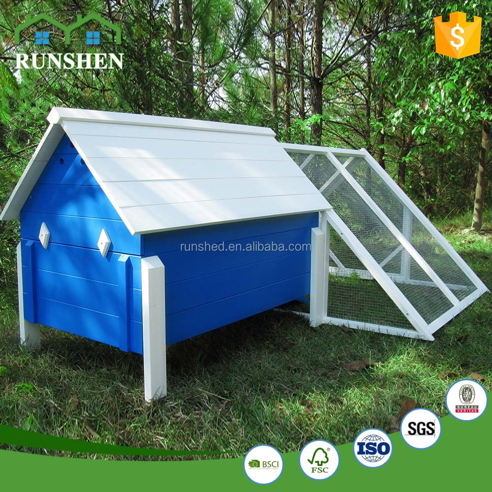 Blue White Color Chicken Coop With Triangular Run Large Size Pet Animal Cages Wooden Chicken Coops For Sale