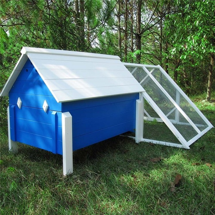 Blue White Color Chicken Coop With Triangular Run Large Size Pet Animal Cages Wooden Chicken Coops For Sale