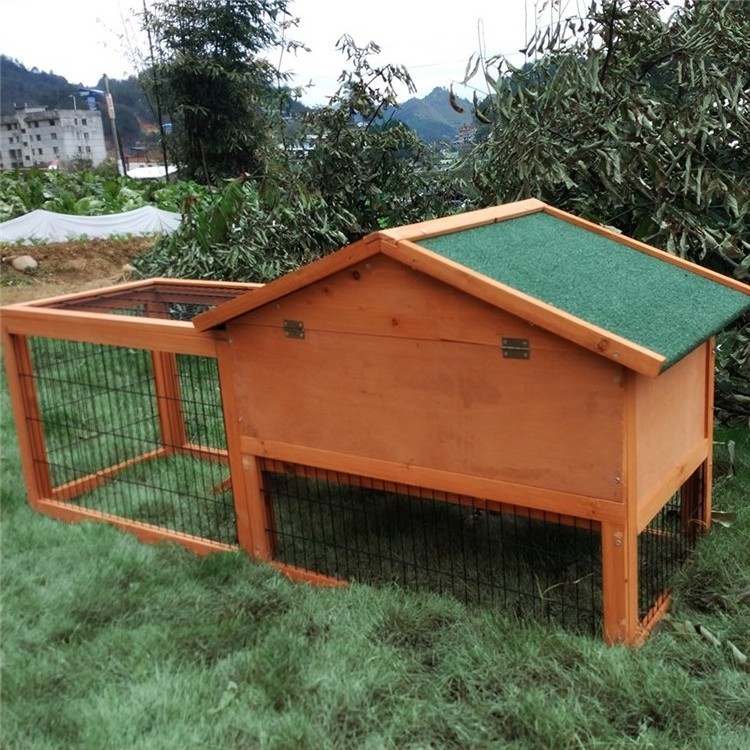 Customized Wooden Rabbit Hutch Two Layer Cat Pet Cages Houses Product With Run Handmade Large Size Big Rabbit Cage