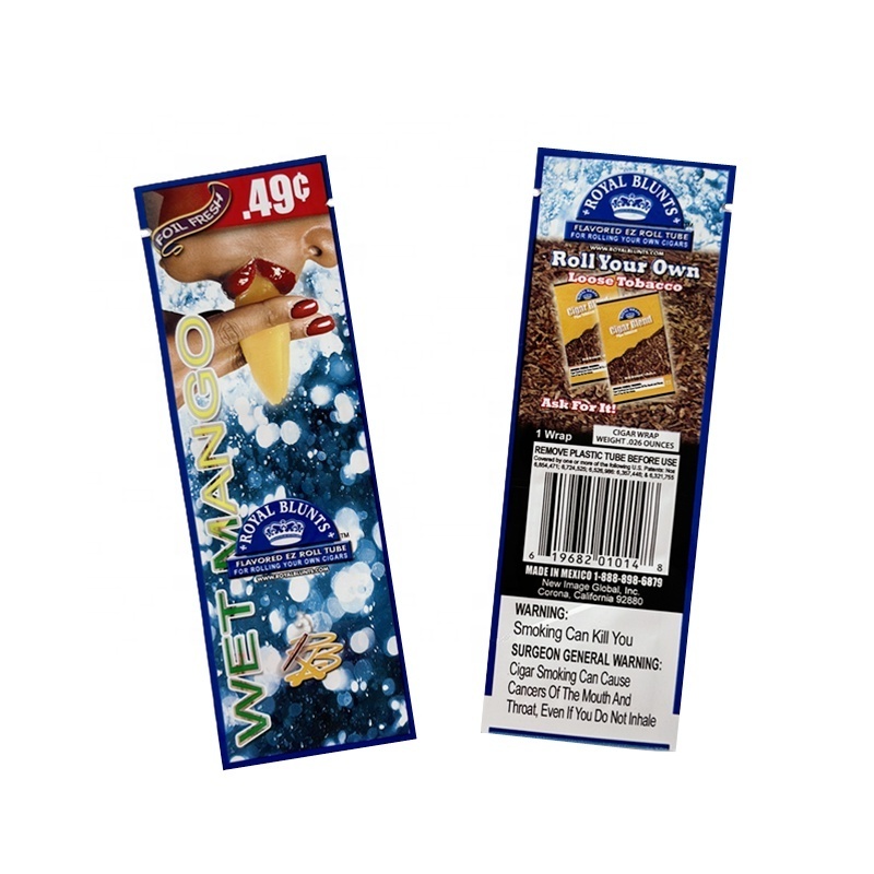 Custom Brand Printed Ziplock Reclose Plastic Smoking Cigar Wraps Grabba Leaf Wrappers Mylar Bags