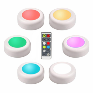 Runshun New Wireless Color Changing Led Puck Light 6 Pack Led Closet Light Wall Lamp With Lithium Battery