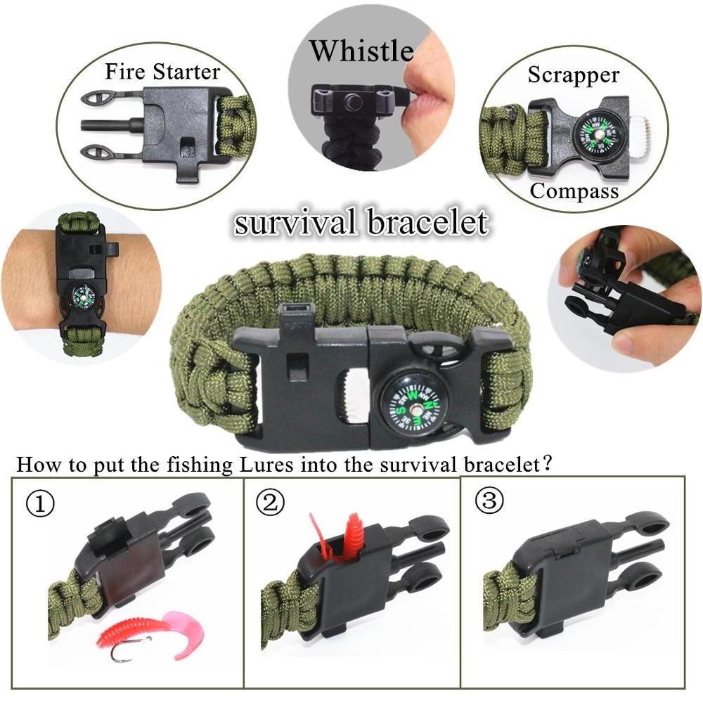 2020 Emergency Camping Survival Kit 13 in 1 - Knife, Fire Starter, Blankets, Bracelet for Hiking