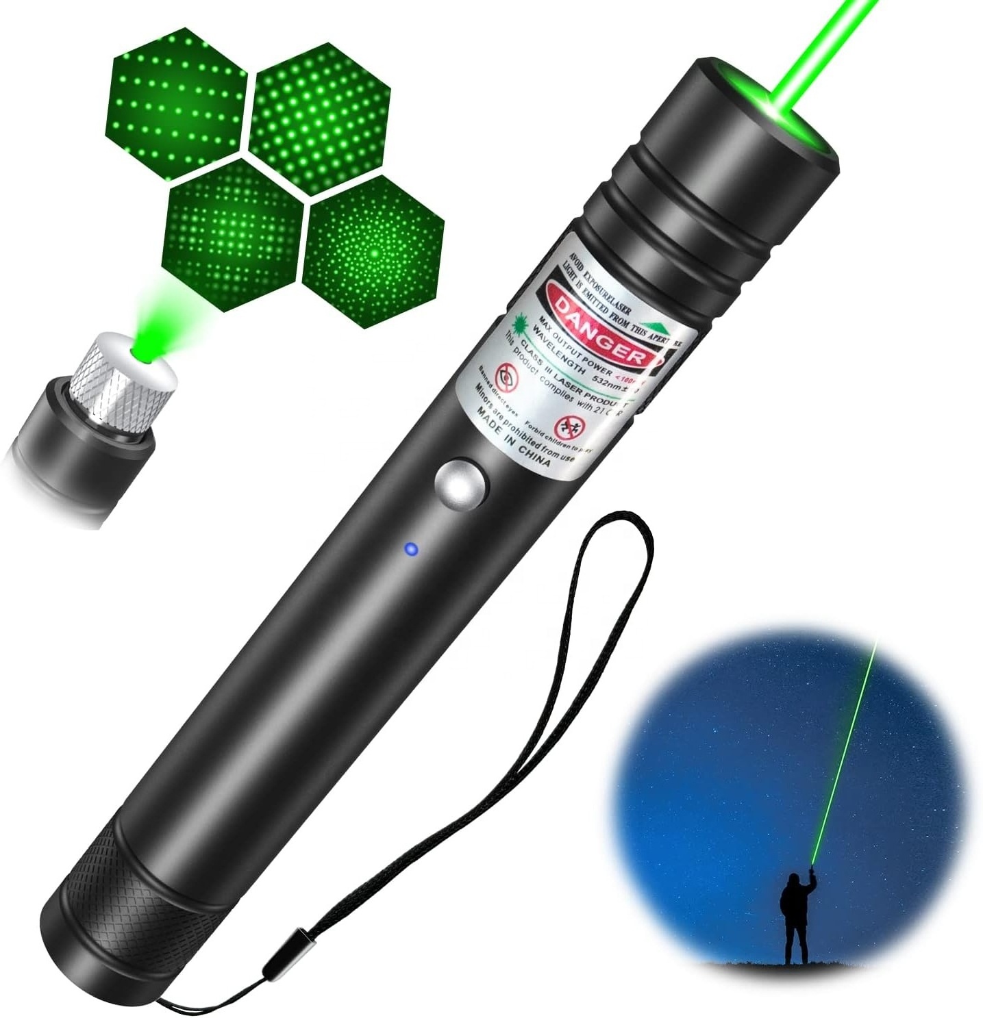 Green Laser Pointer High Power - Rechargeable Lazer Pointer with Star Cap Lazer Beam 5000FT Long Range Laser Light Laser Pen