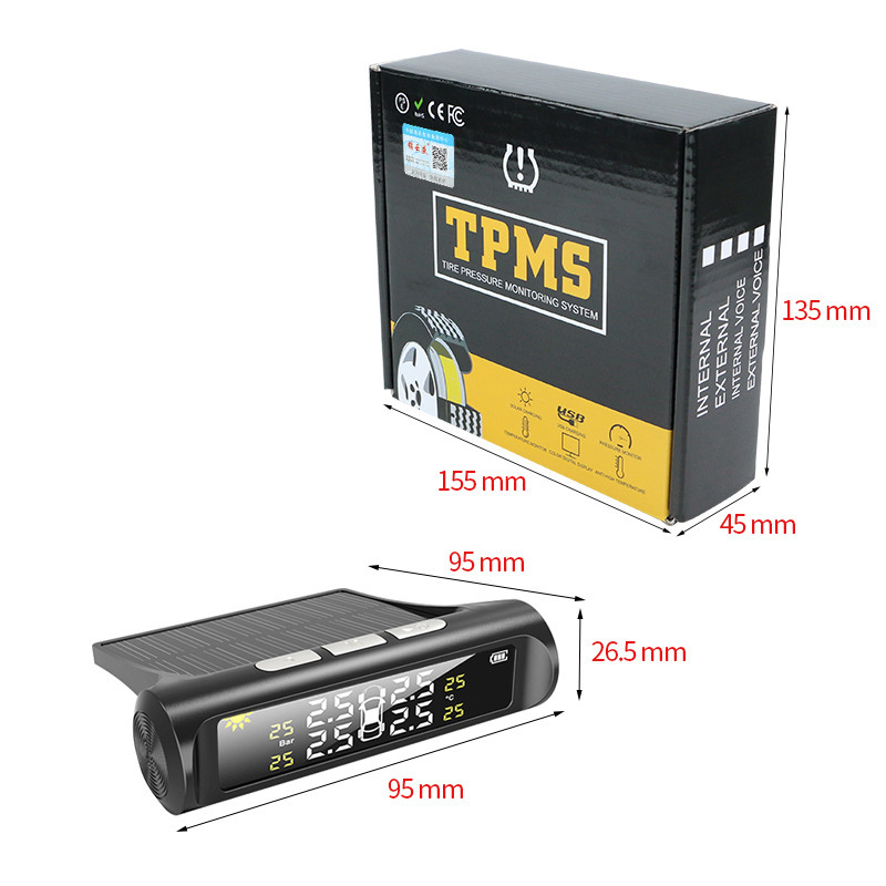 Factory Vehicle Wireless Tire Pressure Monitoring System Car Solar TPMS Pressure Monitoring