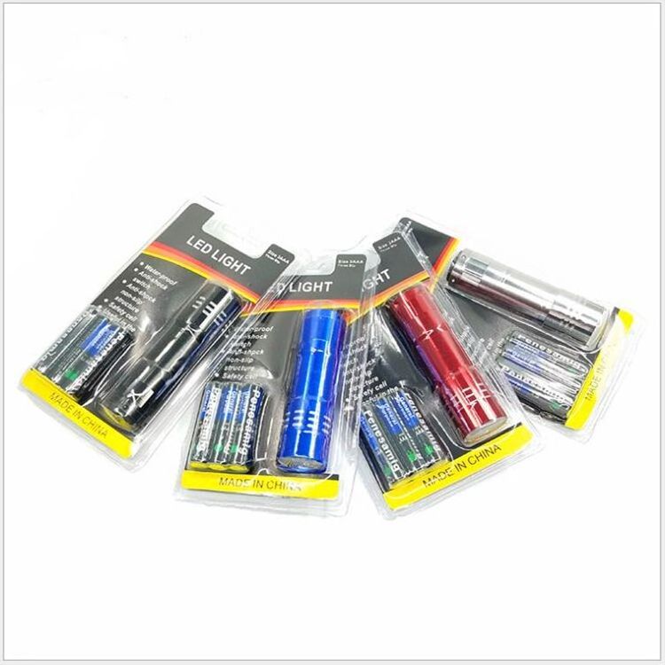 Aluminum alloy 9 lamp flashlight emergency light battery for outside LED hiking lighting